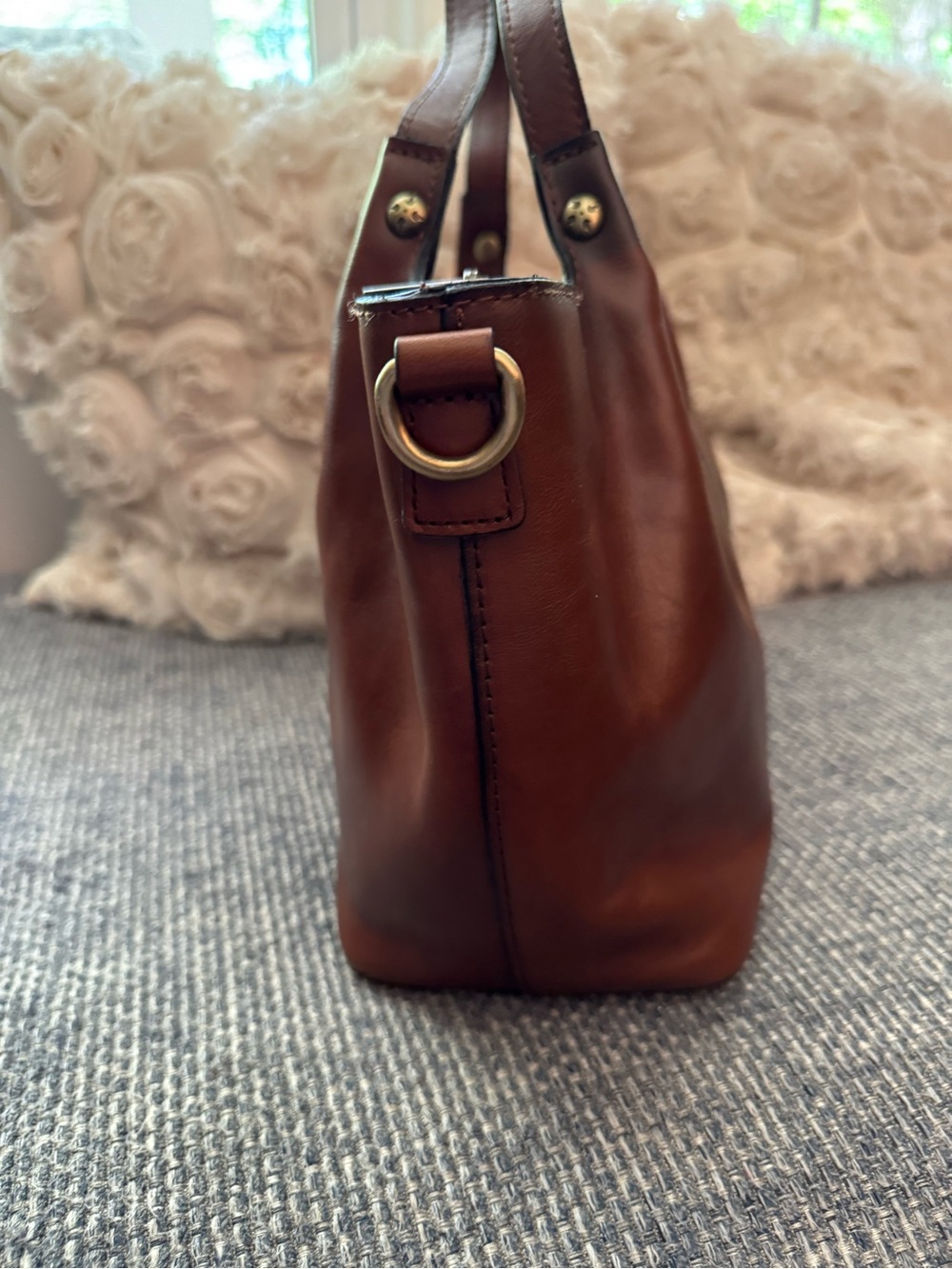 Patricia Nash Argenta/Chestnut/Brown Leather Satchel/Tote Bag - Picture 6 of 10